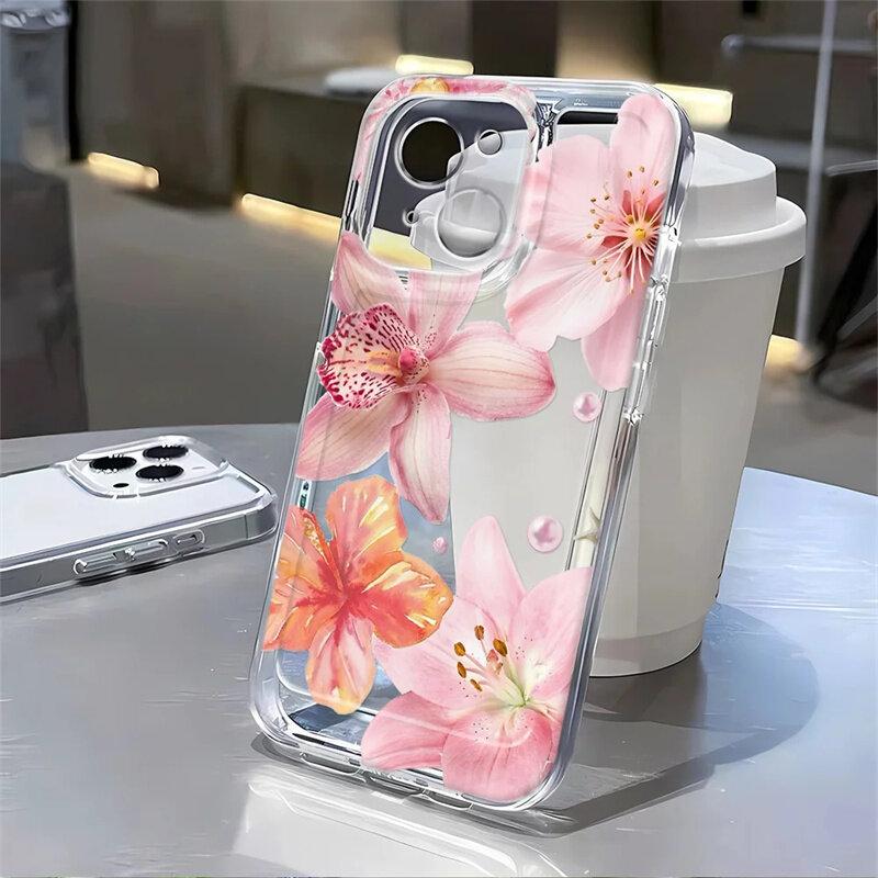Прозрачный чехол для телефона с рисунком Дикая Роза для iPhone 17 14 16 15 12 11 Pro Max 13 16E 17E Plus Air Cover