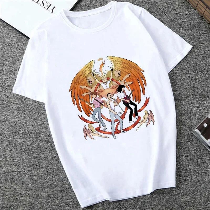 Футболка Freddie The Queen Белая Модная Женская Футболка Харадзюку Каваи Одежда С Коротким Рукавом Летняя Футболка Повседневный Женский Топ С Круглым Вырезом