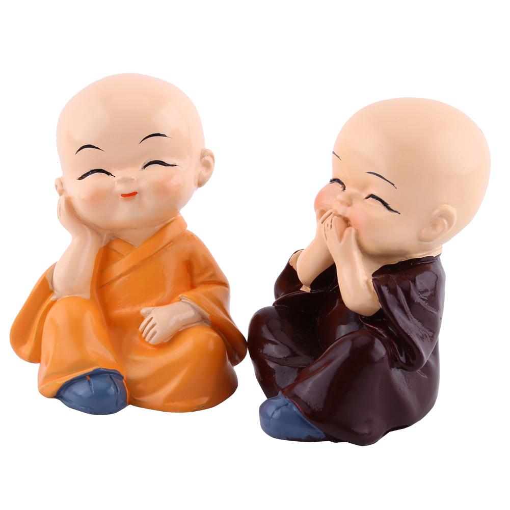 Baby Buddha Statuette, 4 Pieces, Little Monks Buddha Figurines, Cute Kungfu Monk, Car Interior Decoration, Resin Crafts, Wall Shelf,