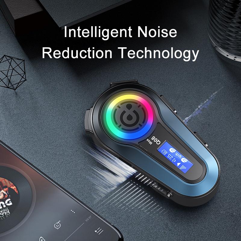 Мотошлем Q08 Max с Bluetooth-интеркомом, летний, с ЖК-дисплеем HD, функциями обмена музыкой, дальностью связи 500 метров, водонепроницаемый