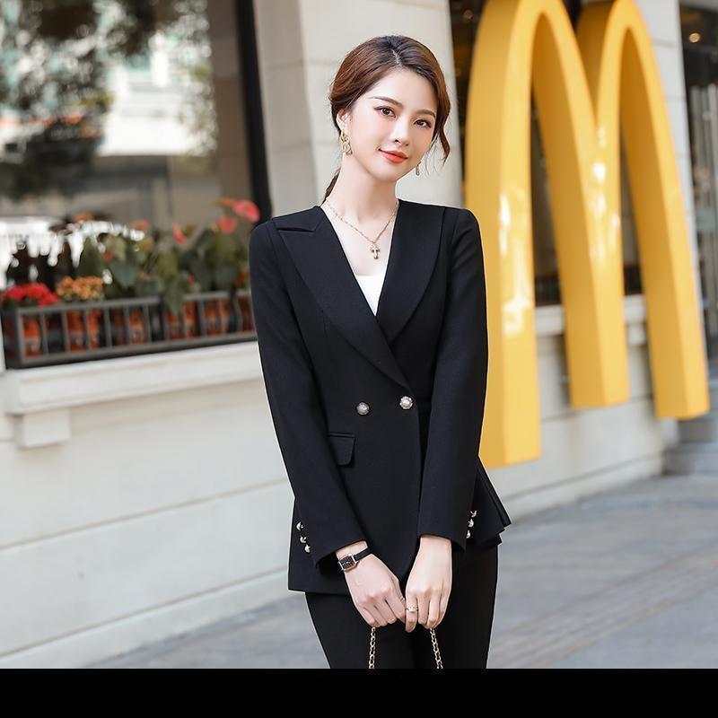 Весенние брючные костюмы из 2 предметов, повседневные рабочие пиджаки, женские офисные костюмы