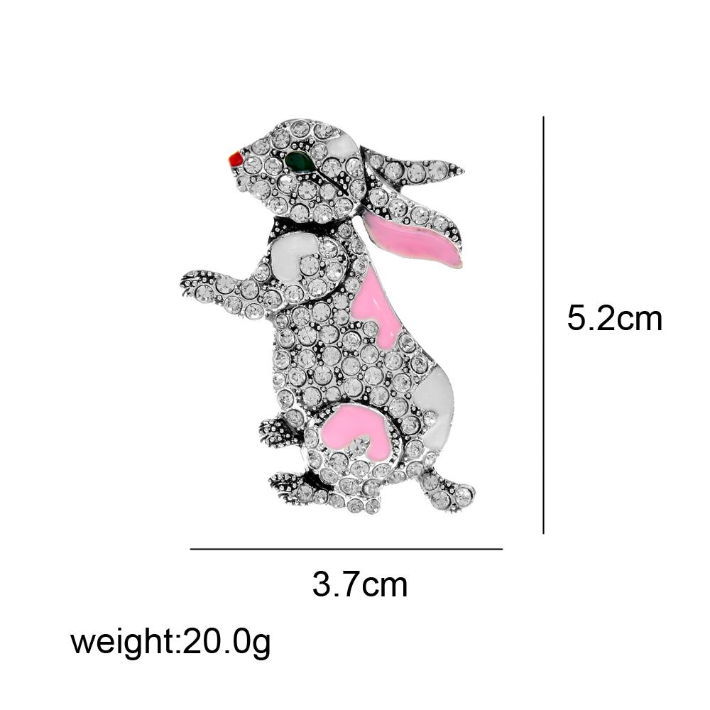 New Rhinestone Rabbit Brooch Cute Enamel Animal Pin Zodiac Fashion Jewelry 2 Colors Available Vintage Accessories
