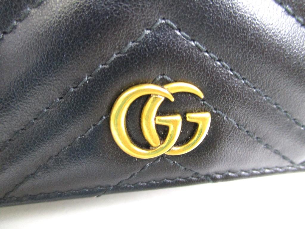 Authentic GUCCI GG Marmont Black Leather Bifold Wallet Compact Wallet #a451 Open box