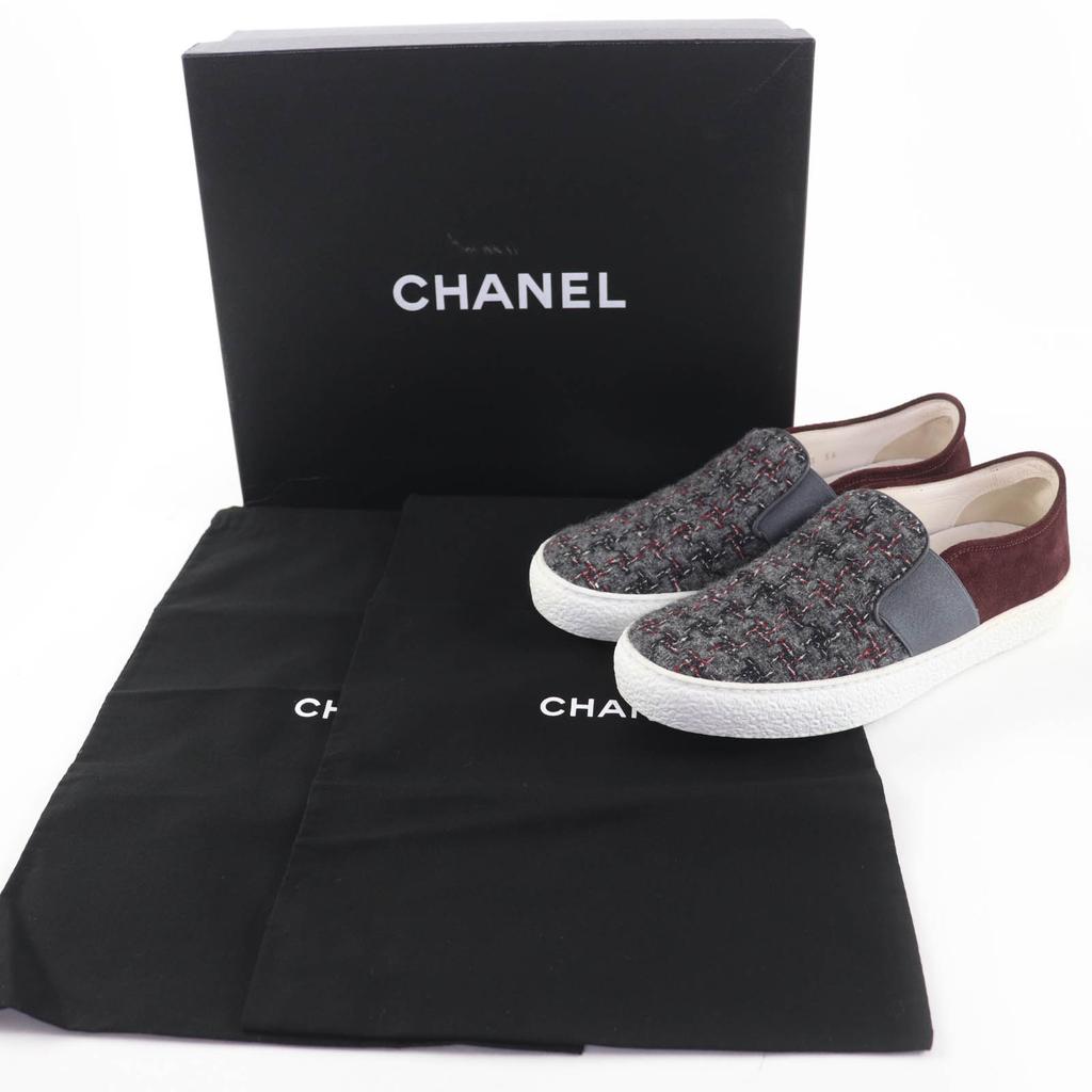 Отличные слипоны CHANEL COCO Mark из твида и замшевой кожи 36 16B G31713 Б/У
