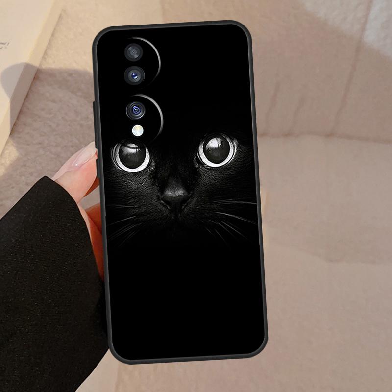 Черный Кошачий Лицо Китти Для Honor Magic 7 Lite 6 5 V5 Чехол Для Honor 400 200 Pro 90 70 50 X8a X8b X9a X9b X9c Обложка