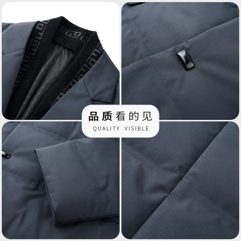 Mens Detachable Scarf Down Blazer Jacket 85% Duck 550 Fill Power Warm Business Casual Outerwear