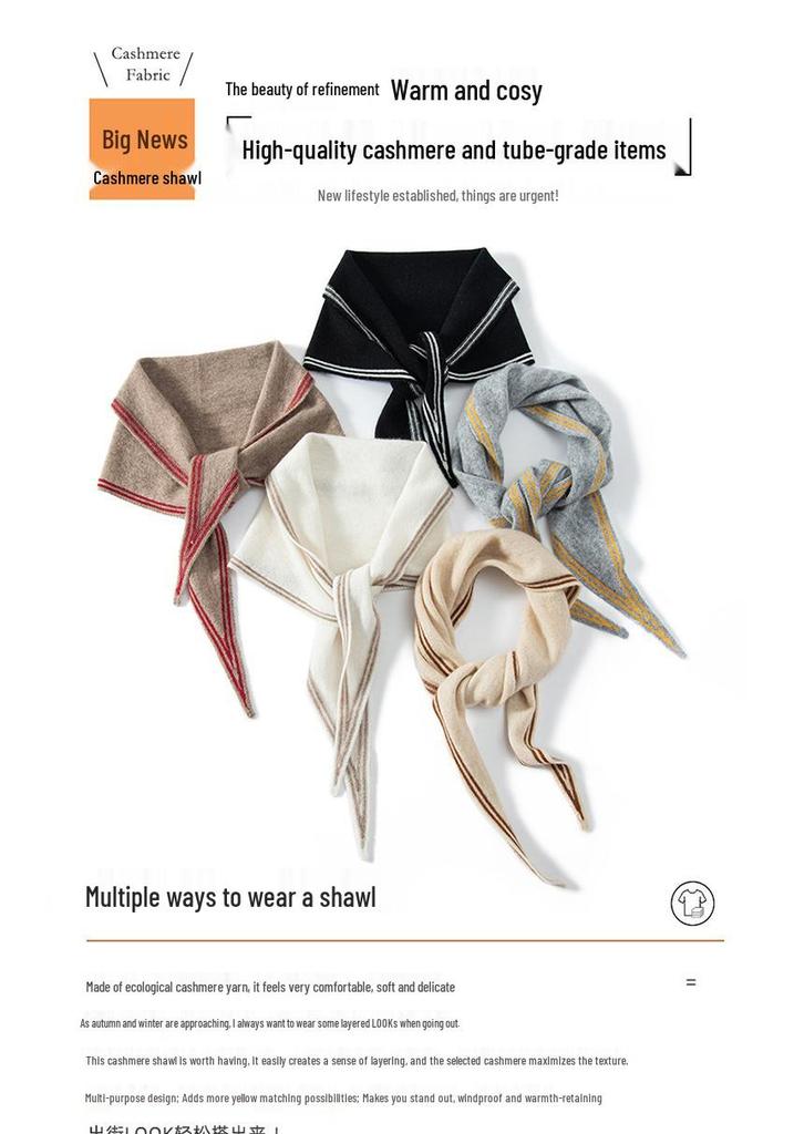 Cashmere Triangle Shawl: Thick Autumn/Winter Neck Warmer & Protector Scarf for Cold Protection and Warmth