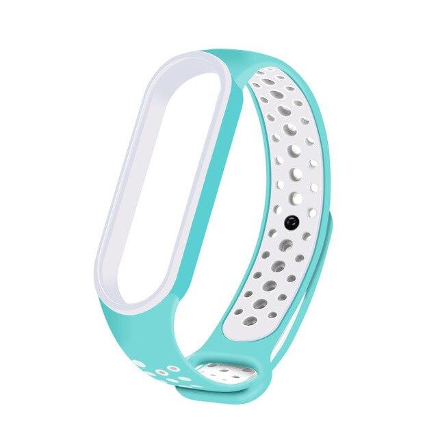 Силиконовый ремешок для Xiaomi Mi Band 8 7 6 5 4 3 двухцветный ремешок против пота спортивный дышащий сменный ремешок с пряжкой для Mi Band 8 7 6 5 4 3