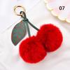 1PC Soft Plush Ball Key Chain Faux Fur Cherry Car PomPom Pendant Keyring