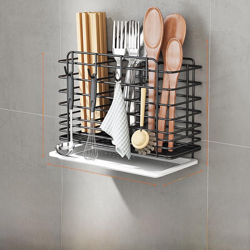 Wall-Mounted Stainless Steel Kitchen Utensil Holder for Chopsticks, Knives, and Forks