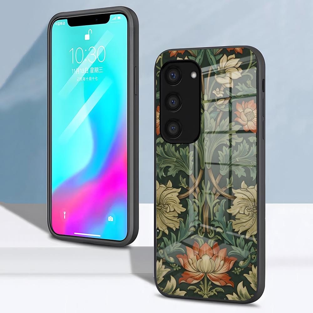 Чехол для телефона William Morris Thief Design для Samsung S26 S25 S24 FE S23 S22 S21 Plus S20 Ultra Note20Ultra Черное стеклянное покрытие
