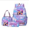 3 Piece School Backpack Set for Students Large Capacity Oxford Cloth Schoolbag with Shoulder Strap and Pencil Case