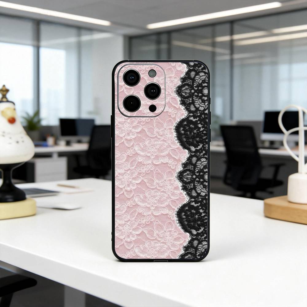 Красивый черный чехол для телефона с принтом из кружева L для iPhone 17, 16, 15, 14, 13, 12, 11 Plus, Pro Max, XS, мягкий силиконовый черный чехол
