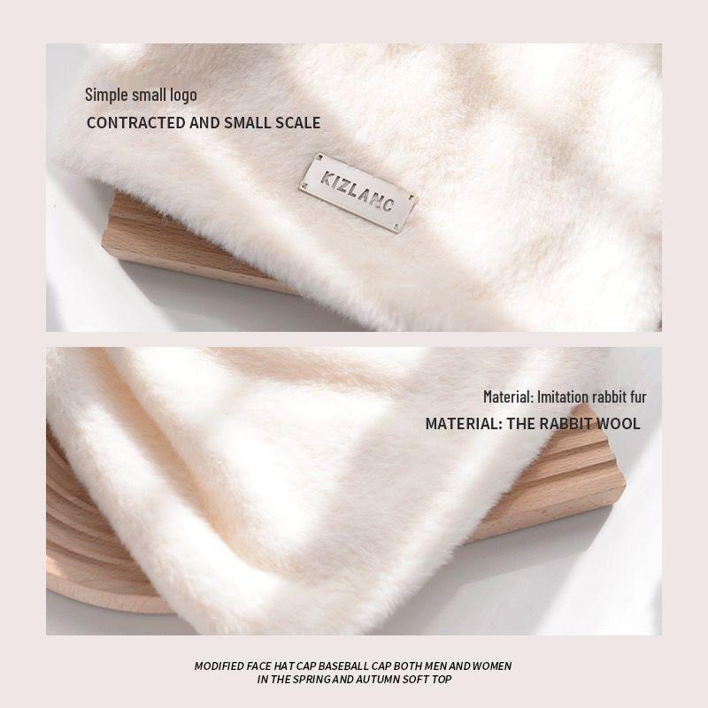 Женская плюшевая шапка-рыбак: Зимний теплый мех кролика, закрывающий лицо, большой обхват головы, небольшой мех для защиты от холодной погоды.