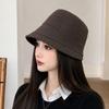 New retro simple bucket hat women's autumn and winter face small cotton and linen basin hat big head circumference versatile bucket hat