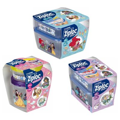[Ограниченная серия] Набор Ziploc Disney Princess из 23 предметов с закручивающейся крышкой (300 мл и 730 мл, по 1 шт.) & Прямоугольный контейнер (480 мл и 820 мл, по 1 шт.) & Квадрат