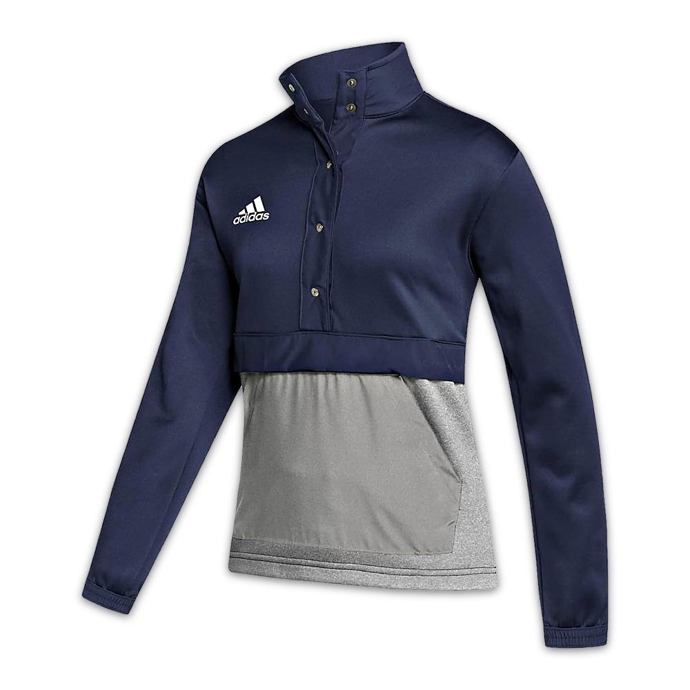 Женский пуловер с четвертью молнии adidas Team Issue 1/4, отводящий влагу, с карманом-кенгуру, высокий ворот