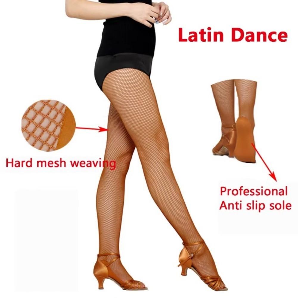 Hard Mesh Latin Tights Non Slip Sole Bone Line Oxford Socks Fashion Latin Dance Fishnet Stockings