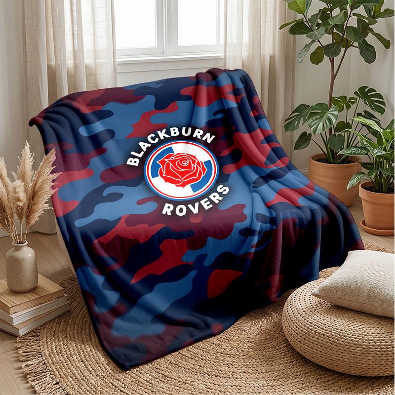 Blackburn Rovers Football Print Flannel Blanket, Soft Warm Lightweight Throw Blanket for Sofa Bed Camping