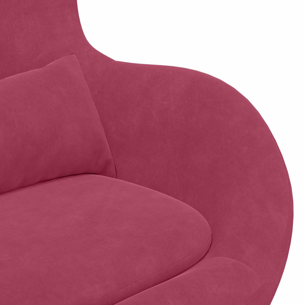 Egg Chair with Footstool Burgundy Velvet