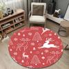 Circle Rug Minimal Reindeer Deer Tree Snowflake Star Pink Red Nordic Christmas Bedroom Decor