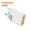 Всего 65 Вт USB C зарядное устройство Type C PD 5 портов мобильный телефон быстрая зарядка настенный адаптер для iPhone 16 Pro Xiaomi 15 Samsung S24