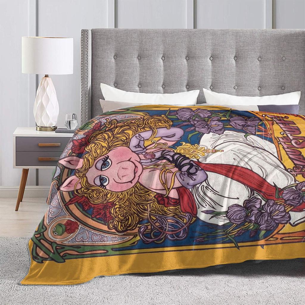 Ms Piggy Queen Vintage Muppet Show Blankets Coral Fleece Plush Super Warm Throw Blankets for Bedroom Sofa Bedspread