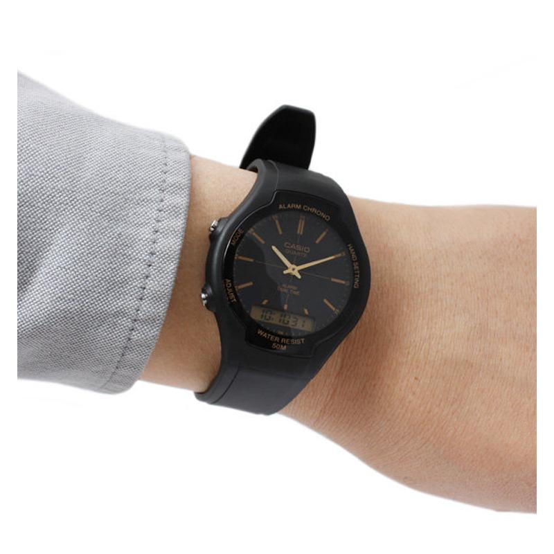 Casio Серия YOUTH серия - дисковый двойной дисплей модный тренд ретро повседневный обтекаемый классический стрелочный двойной дисплей многофункциональный большой циферблат AW-90H-9E