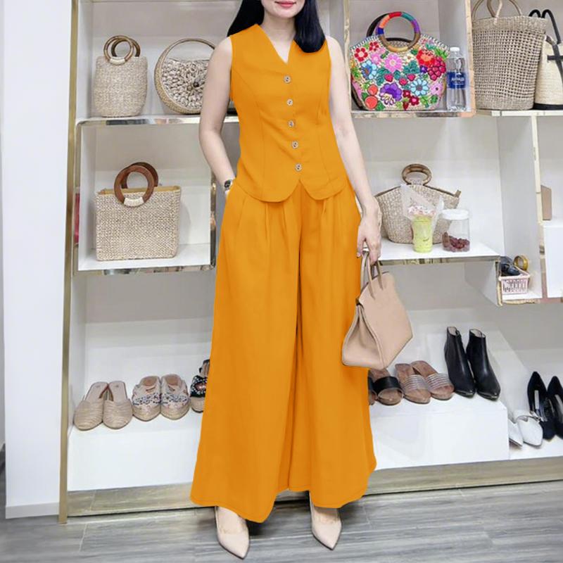 ZANZEA Женские топы и брюки, летние повседневные комплекты из двух предметов