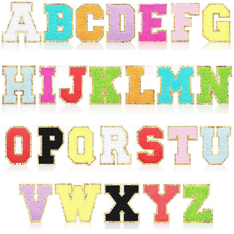 Hot Mixed Color 26 English Letters Towel Embroidery Embroidery Cloth Sticker Computer Embroidery Cloth Sticker Clothes Patch Sticker
