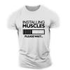 Мужская футболка Muscle Alphabet с английским элементом, с коротким рукавом, летняя, повседневная, спортивная, фитнес, хлопковая, с круглым вырезом, большого размера, мужская футболка