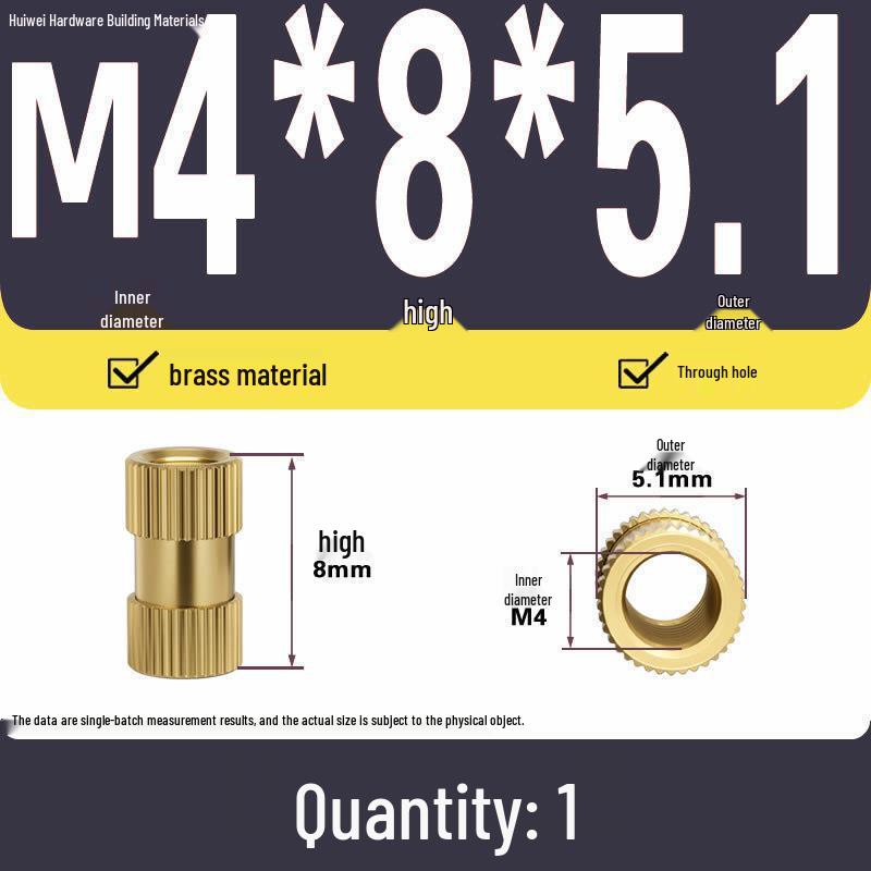 Two-Way Injection Molding Copper Knurled Nut Insert (M2-M8)