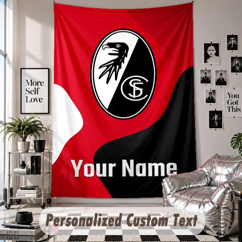 Wall Hanging Tapestry With Custom Name & Text, SC Freiburg FC Decorative Tapestry For Bedroom