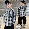 Boys Spring Casual Long Sleeve Plaid Shirt