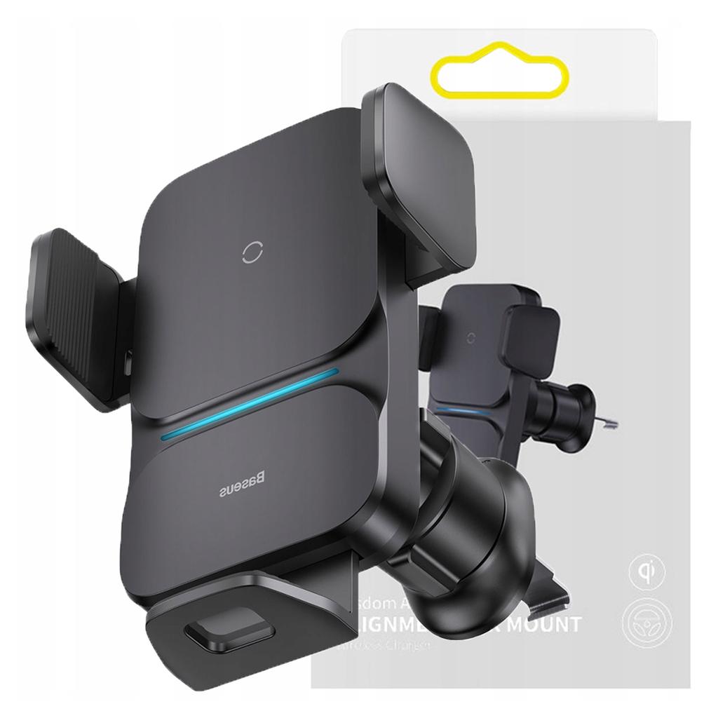 Automatyczny Uchwyt Samochodowy Baseus Wisdom Na Kratkę Z Ładowarką Indukcyjną Qi (Czarny)