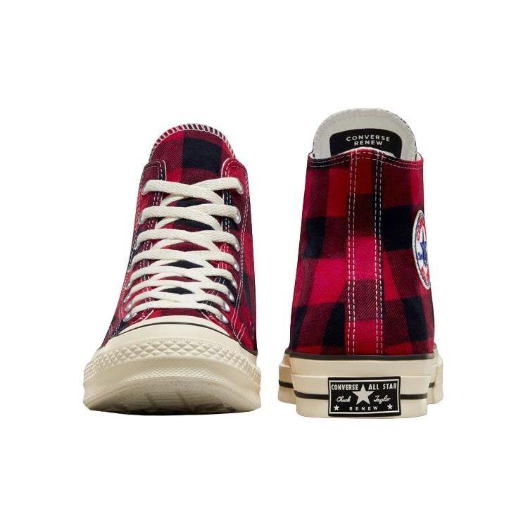 Beyond Retro x Converse Chuck 70 High Апсайкл Фланель Унисекс Кроссовки Красный Черный Идеальный A05312C