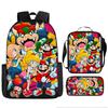 Large Capacity Backpack Set Super Mario Graphic Kids Backpack School Bag 3-Piece Set for Children