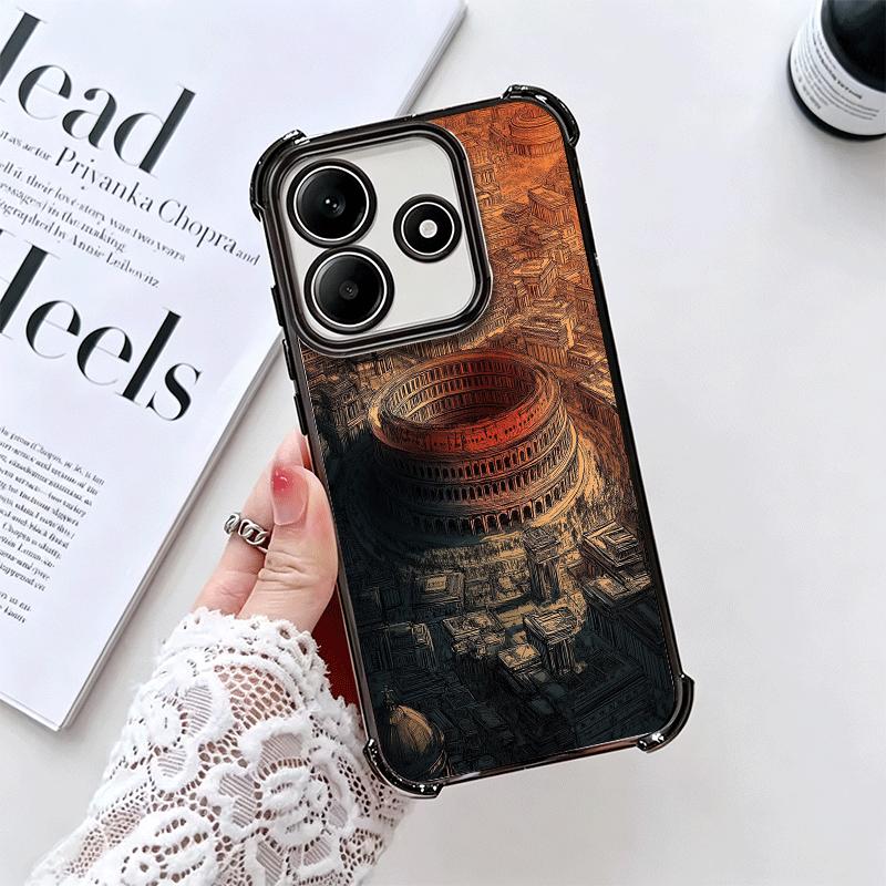 Roman Colosseum Soft Phone Case For Xiaomi Redmi Note 14 15 Pro Plus 13 12 11S 11T 5G 10 9S 9 Plating Anti-Fall Fundas