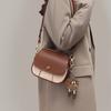 Women's bag, leather shoulder messenger bag, small bag, mobile phone small round bag.