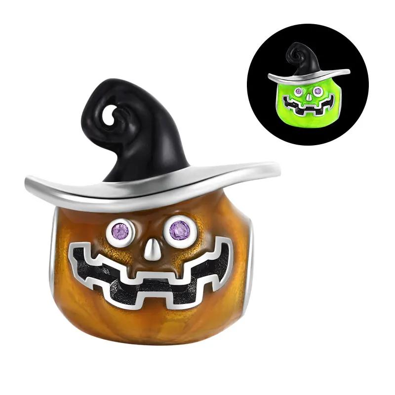 Halloween Copper Luminous Pumpkin Gift Ghost Skull Chameleon Charms Fit Original Bracelets Diy Jewelry Accessories