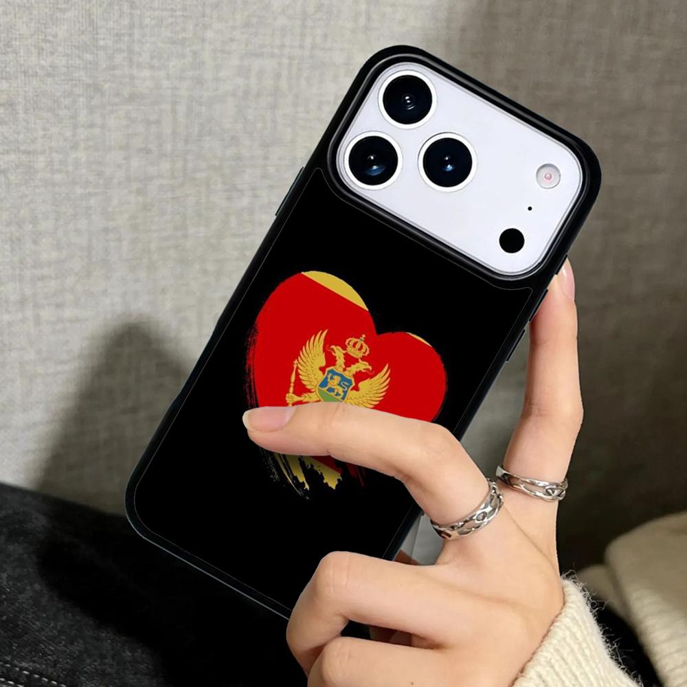 Чехол Case для iPhone 17 Air 16 Pro Max 15 Plus 11 13 Mini 14 12 Задняя крышка телефона Флаг Черногории