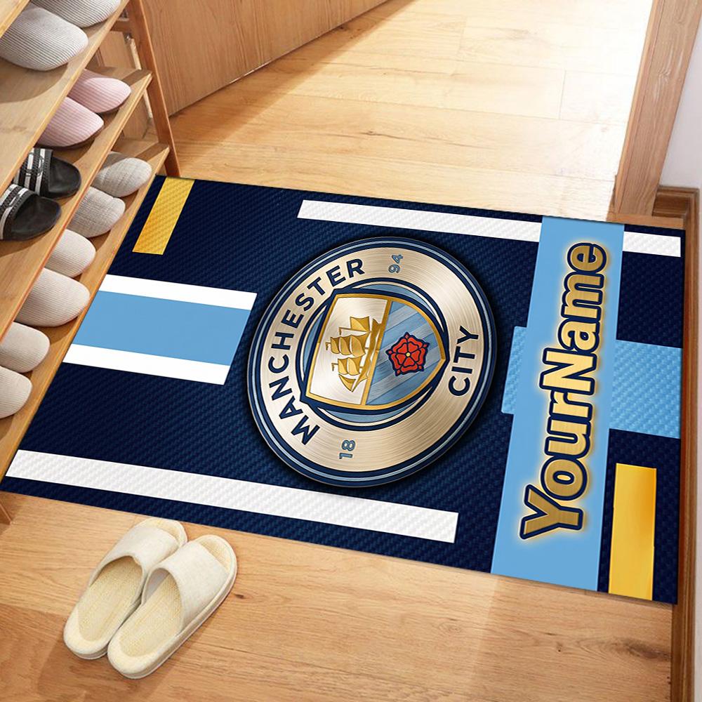 Manchester City 50 Personalized Name Floor Mat Design for Bedrooms Playrooms Kitchen Study room Anti-slip Rug Decorate Offices