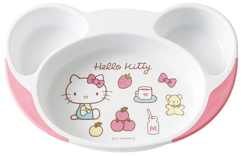 Skater Children's Plate, Easy-to-Scoop, Baby Lunch Plate, Hello Kitty, 1970s Sanrio Design, 22.7 X 15.7 X 3.6cm (WP7)
