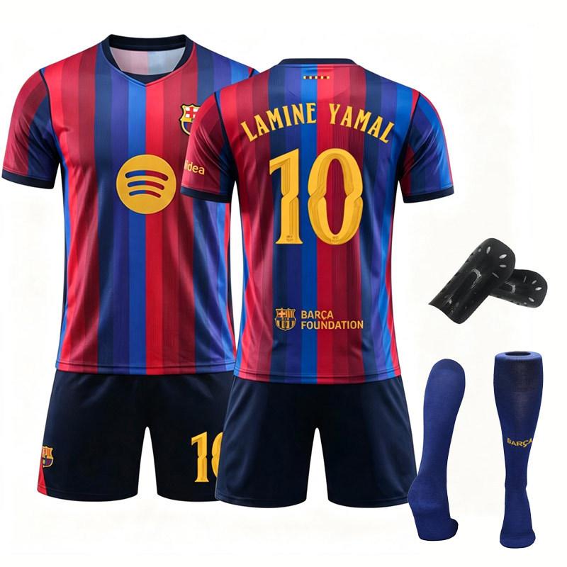 Jersey Barcelona Home Soccer Jersey Champions League Version 10 Yamal Set Sports Training Wear
