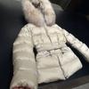 Womens Slim Fit Down Coat With Fox Fur Collar Cotton-Linen Blend 85% Goose Street Style Winter Jacket