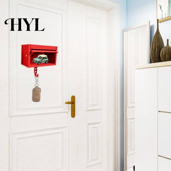 No Drill Installation Key Hook Car Garage Holder with Opening Door Adhesive Home Decor Clip Wall-Mounted Organizer Dual-purpose Decorative for Office