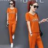 Women's Korean Loose Sports Suit Spring Summer Short Sleeve Tops and Pant Two Piece Sets Student Casual Running Outfits