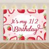 Strawberry Background Banner Fruit Ballon Backdrop Supplies Pink Girl Birthday Party Decorations Baby Shower Photography Props
