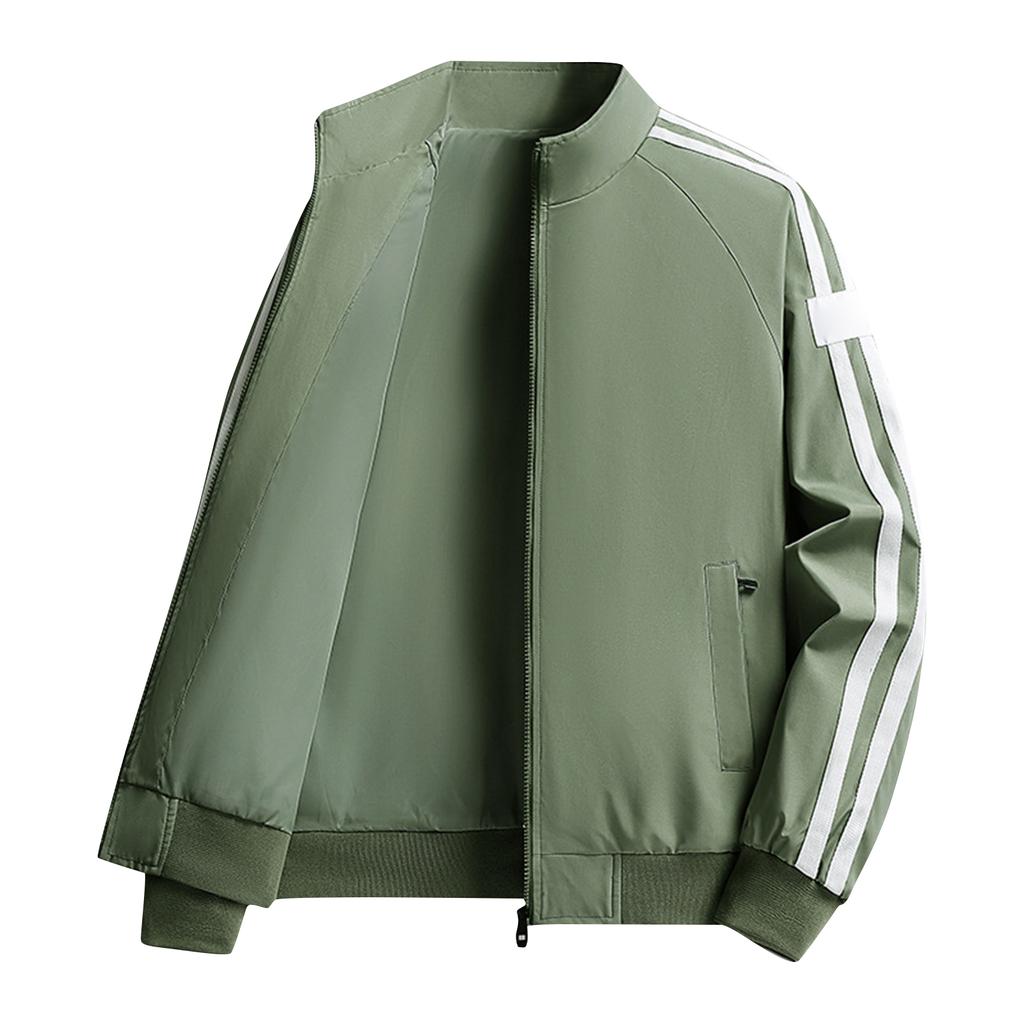 Men's Baseball Jacket Workwear Jacket Casual Sports Fashion Two-Stripe Top Coat