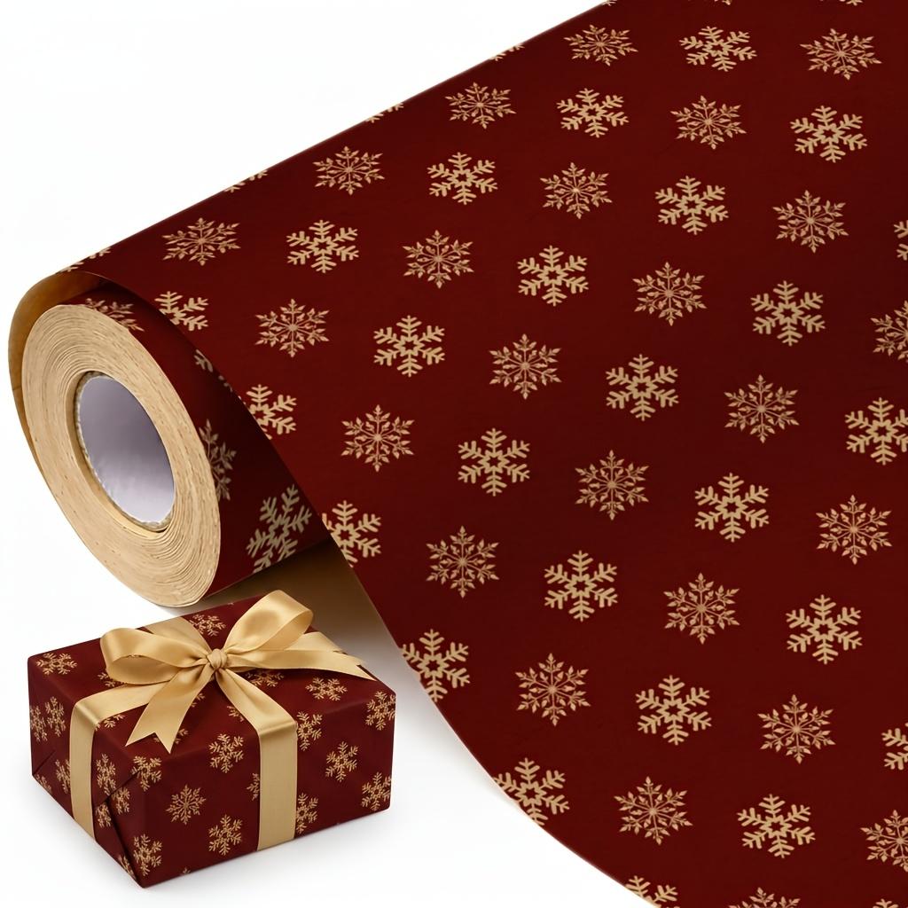 Christmas Snowflake Gift Wrapping Paper Roll Red Holiday Present Wrap Xmas Festive Party Decor Kraft Package Paper Roll